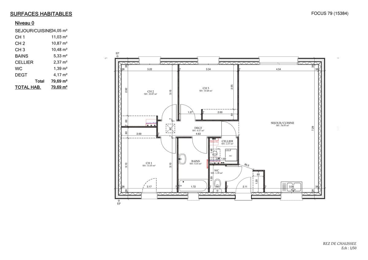 Plan Rez-de-chaussée Voiron Cosy City