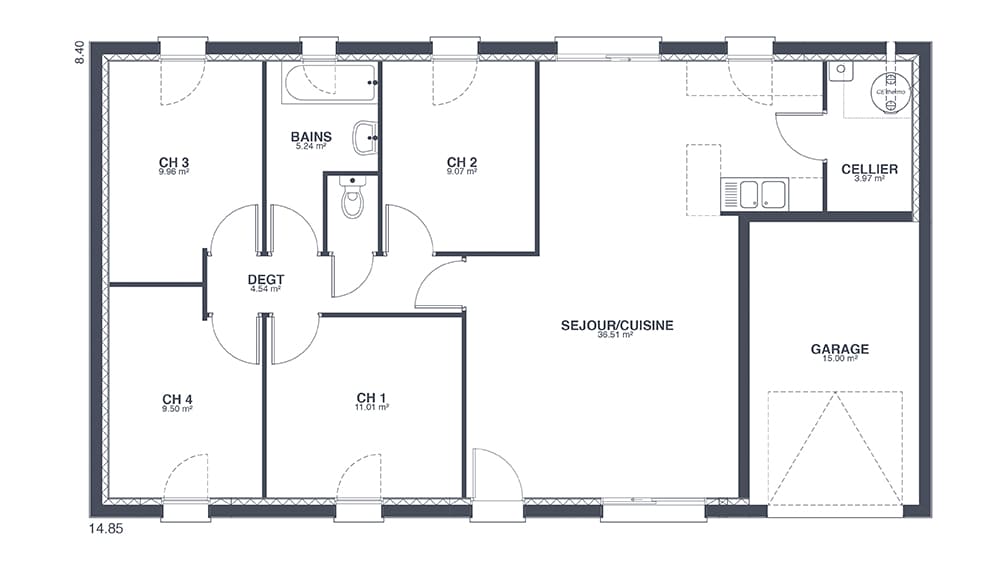Plan Rez-de-chaussée Voiron Family