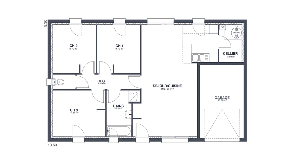 Plan Rez-de-chaussée Voiron Cosy